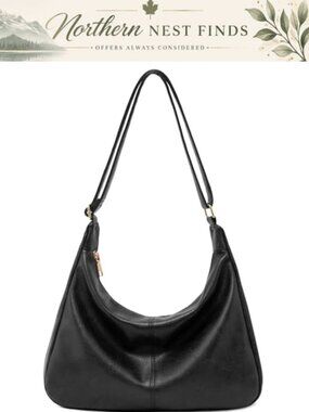 Retro Vegan Leather Hobo Shoulder Crossbody Tote Bag for Women